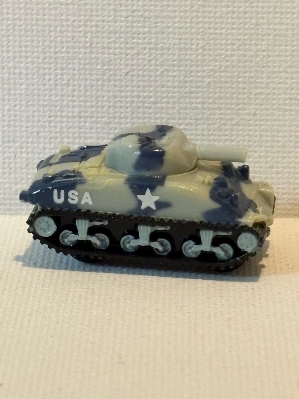 Small Micro Machine US Army WWII Type M-4 Tank in Winter Camo insider